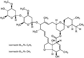 Molecular structure of ivermectin. Illustration taken from www.medicinescomplete.com
