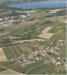 Aerial view of the scenery around St-Aubin