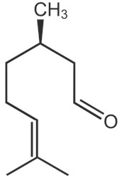 Estructura del Citronellal. Imagen tomada de www3.hhu.de